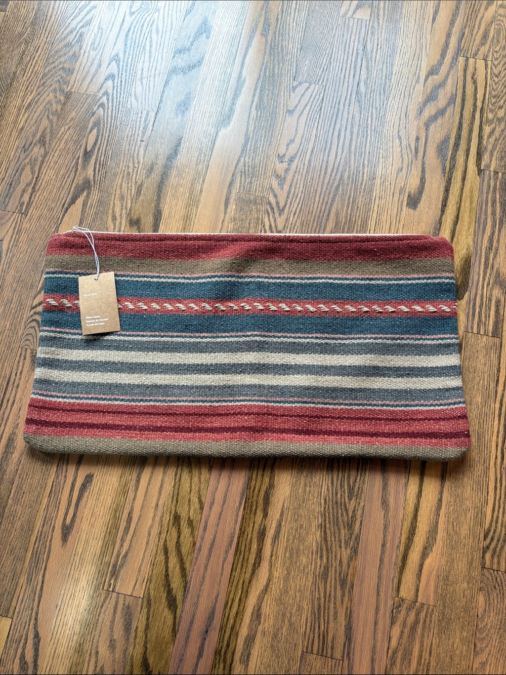 West Elm handwoven varied stripe wool and cotton pillow case NWT.